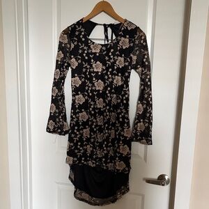 Free People style Backless Embroidered Dress